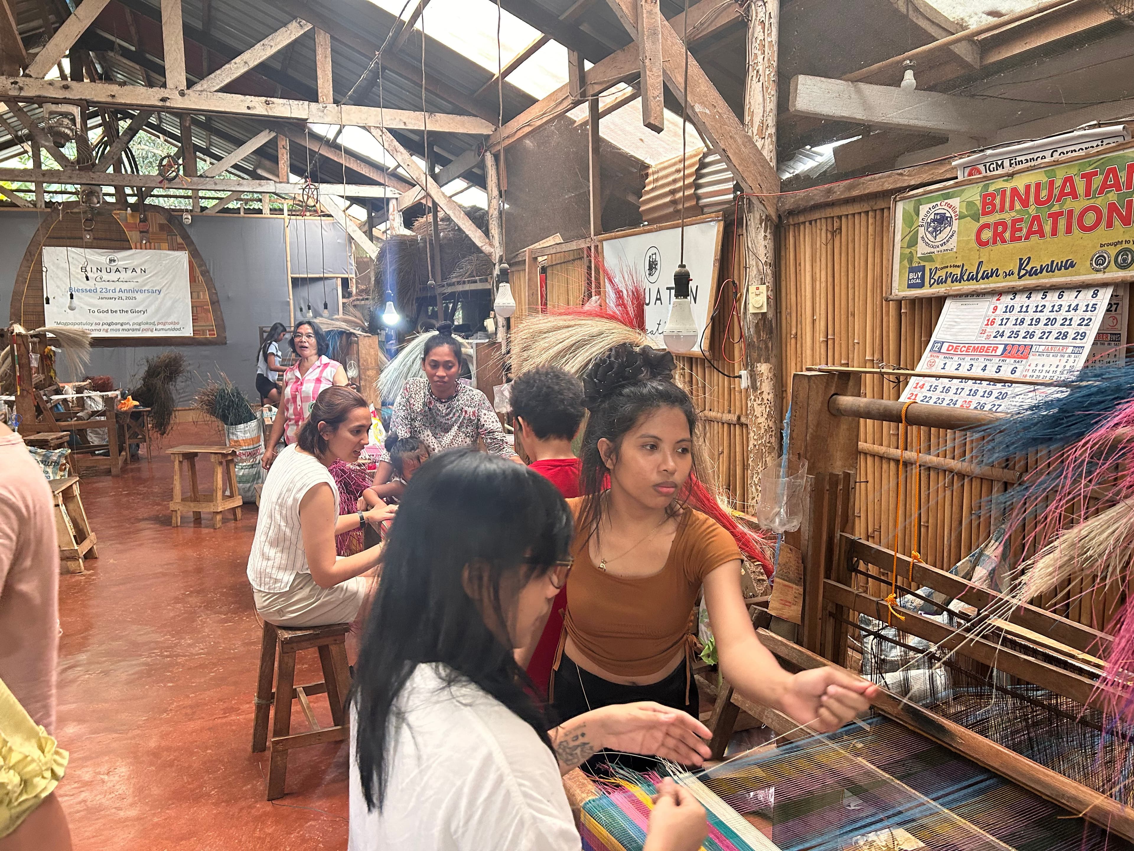 Binuatan Creations traditional needle weaving loom in Puerto Princesa